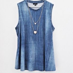 ALYX Blue strech Sleeveless Blouse Plus Sz 3X -E28